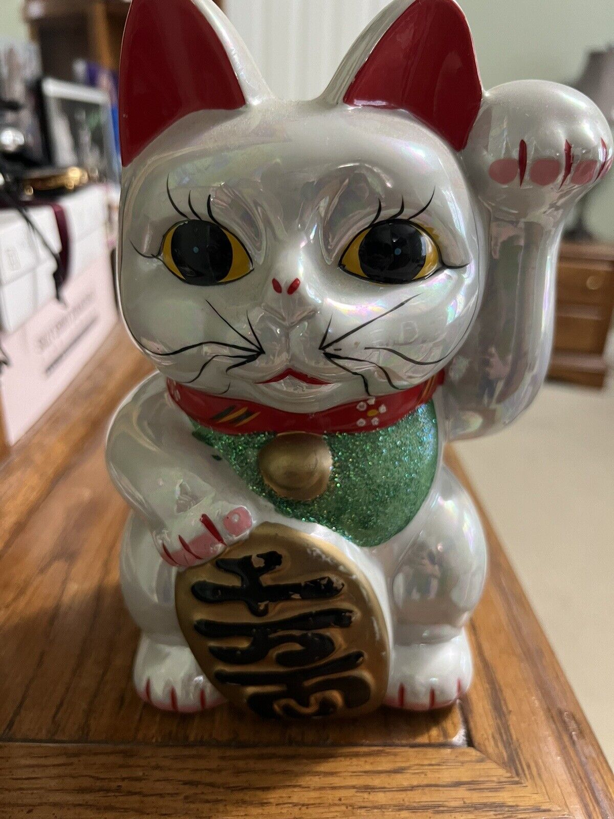 Maneki neko Tokoname Japanese Beckoning Lucky cat Traditional Right hand 26cm
