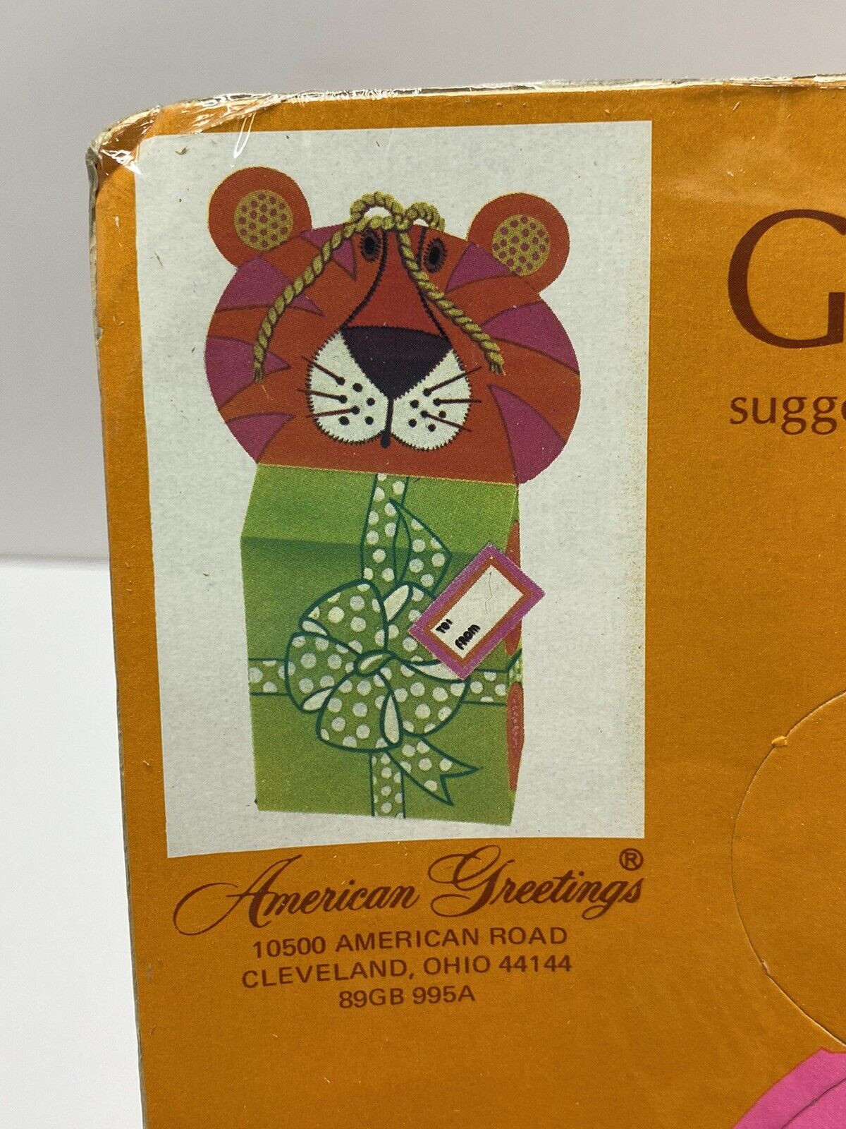 American Greetings Vintage 1974 Groovy Orange Tiger Folding Christmas Gift Box 