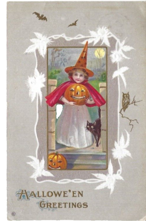 1915 Postcard Best Halloween Wishes Embossed Illustrated Children Series 345D