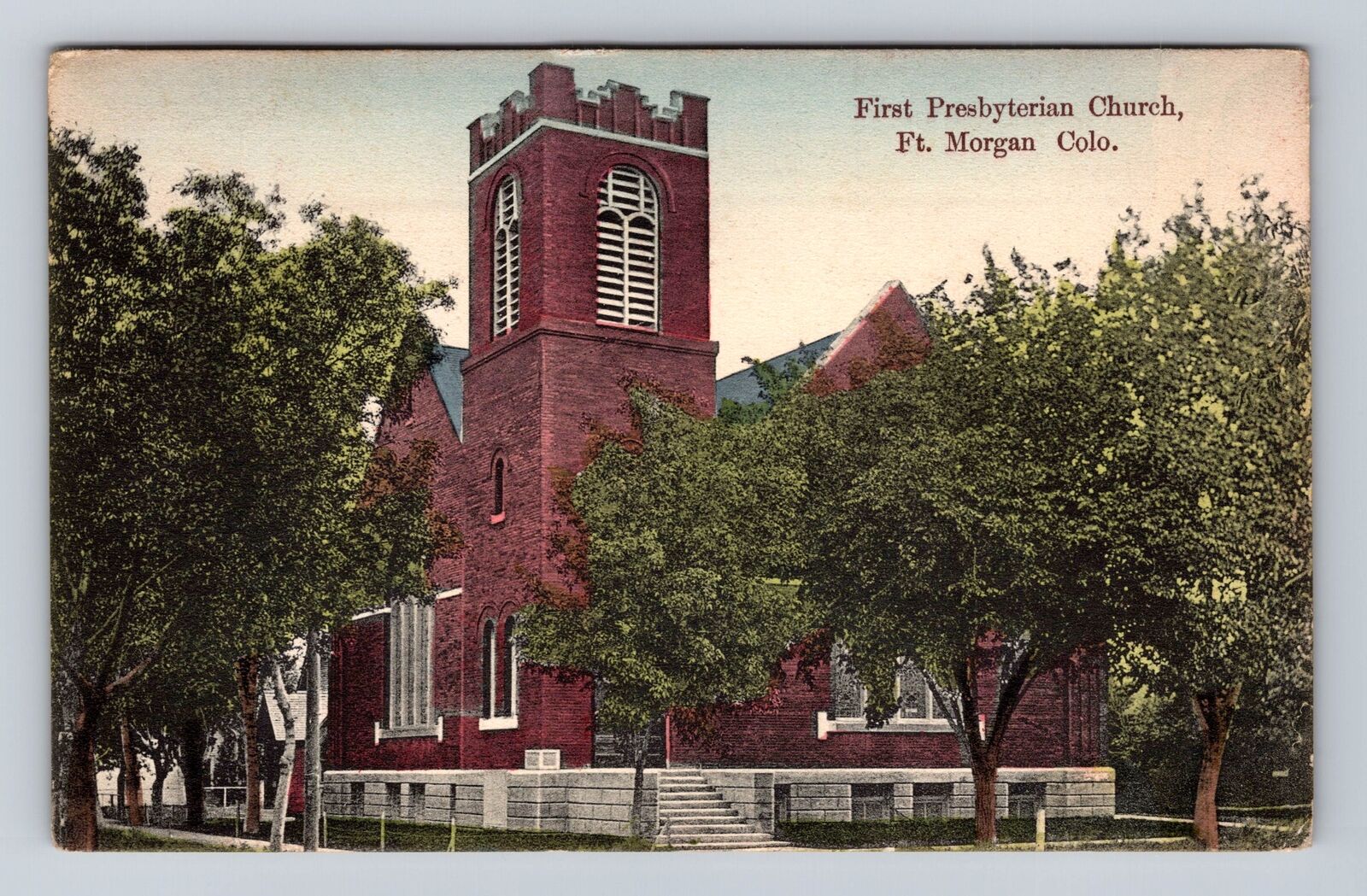 Fort Morgan CO-Colorado, First Presbyterian Church, Antique Vintage Postcard