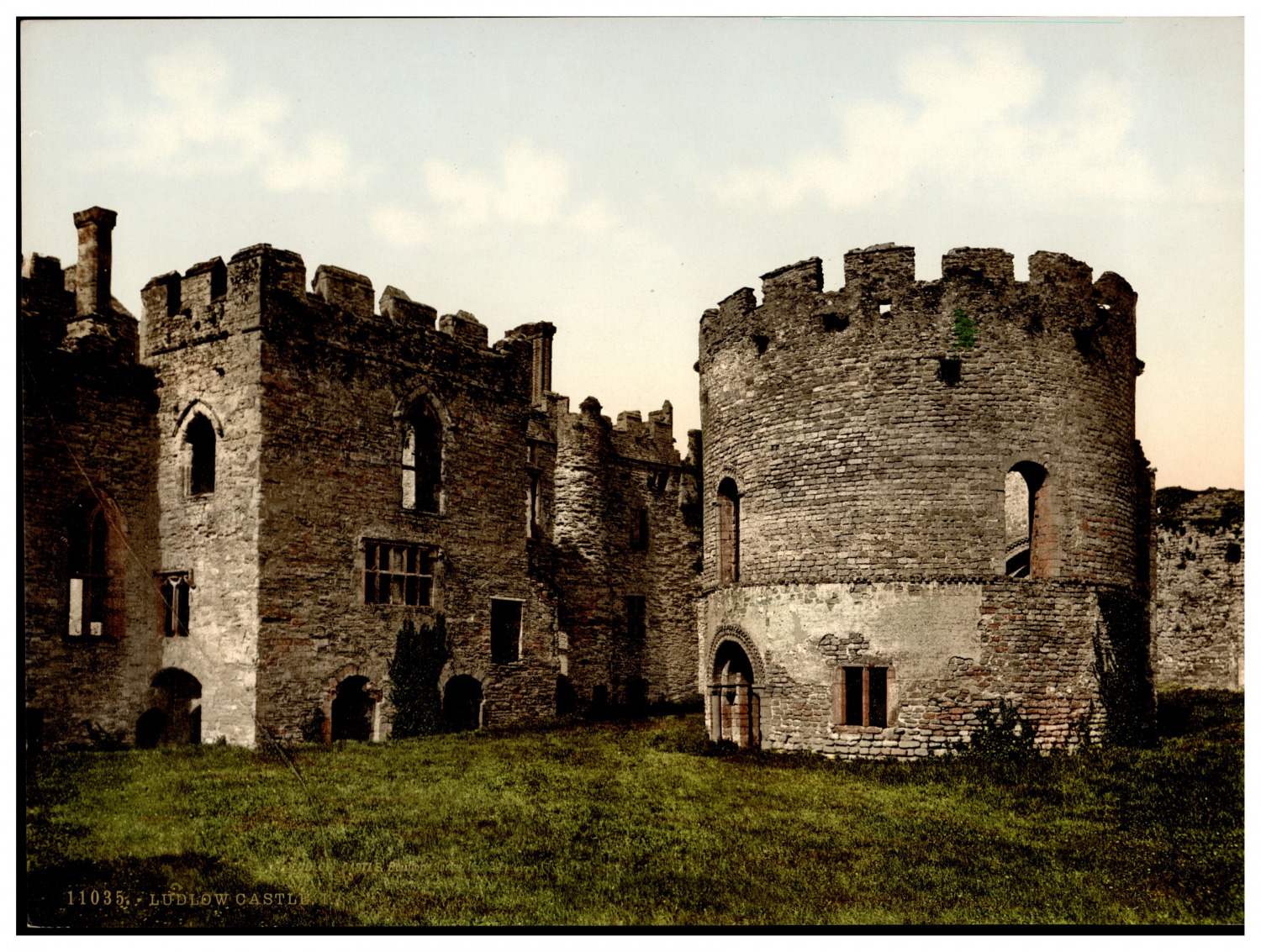 England. Ludlow. Castle I. Vintage photochrome by P.Z, photochrome Zurich pho