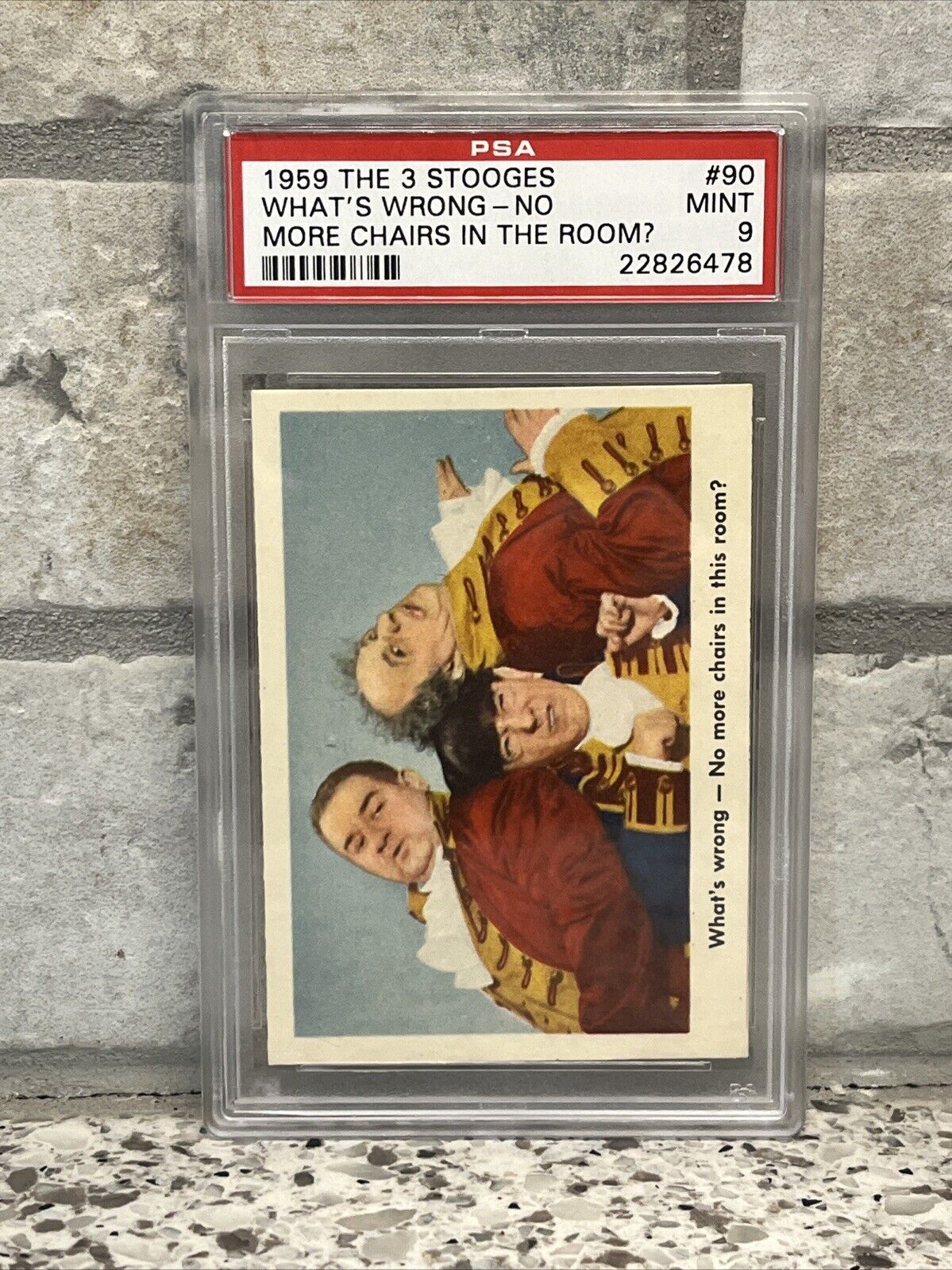 1959 Fleer The 3 Three Stooges #90 What\'s Wrong - No Chairs... PSA 9 MINT