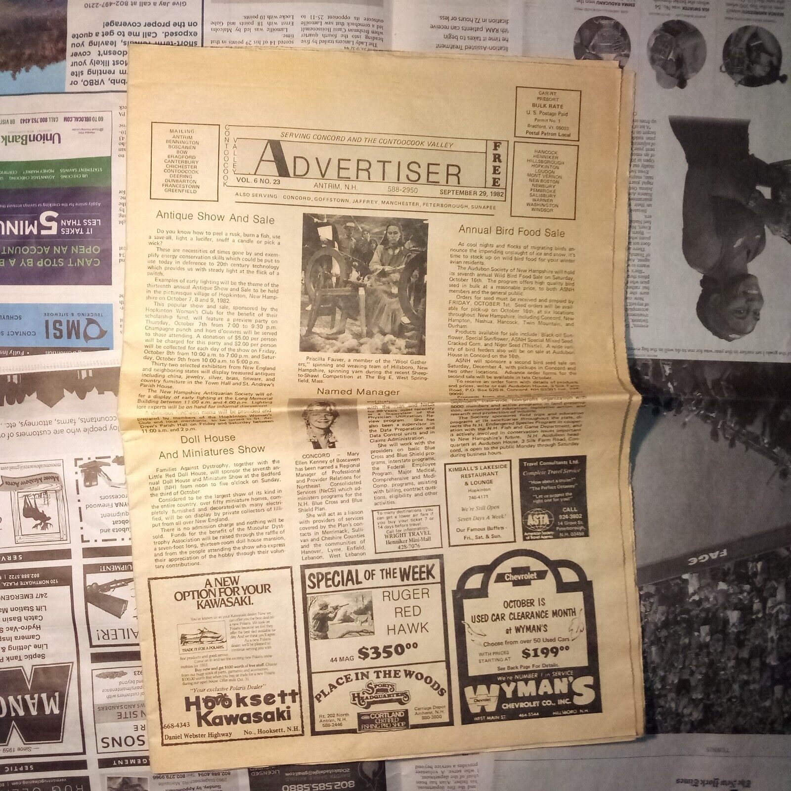Contoocook Valley Advertiser Antrim NH Sept 29 1982 Newspaper
