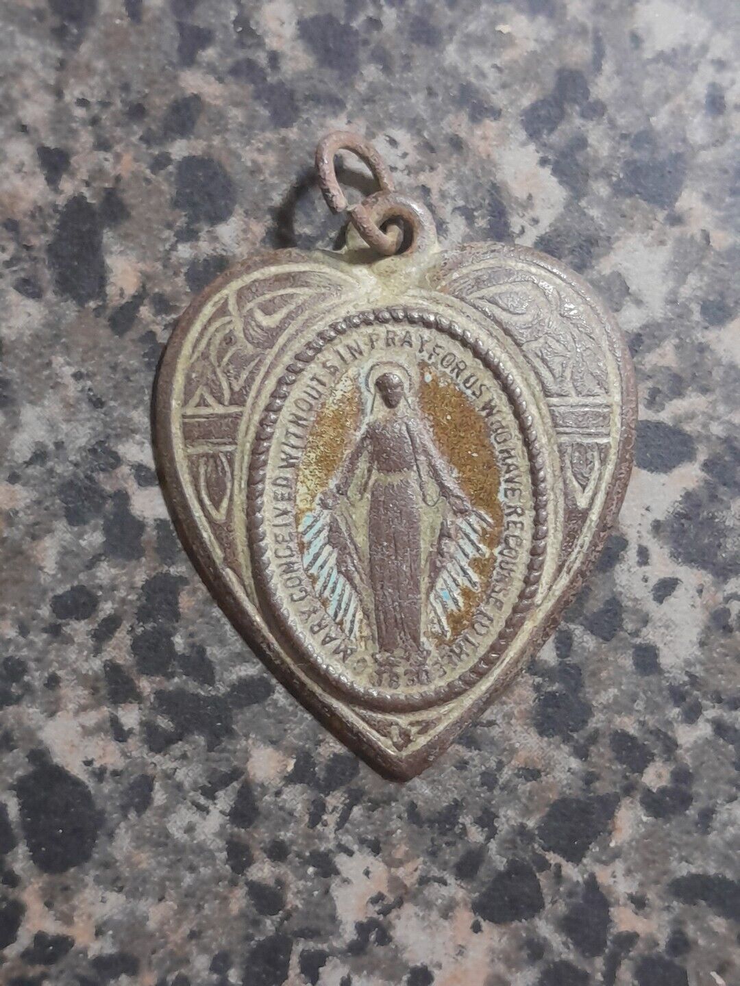 Vintage Blessed Virgin Mary Miraculous Heart Medal 