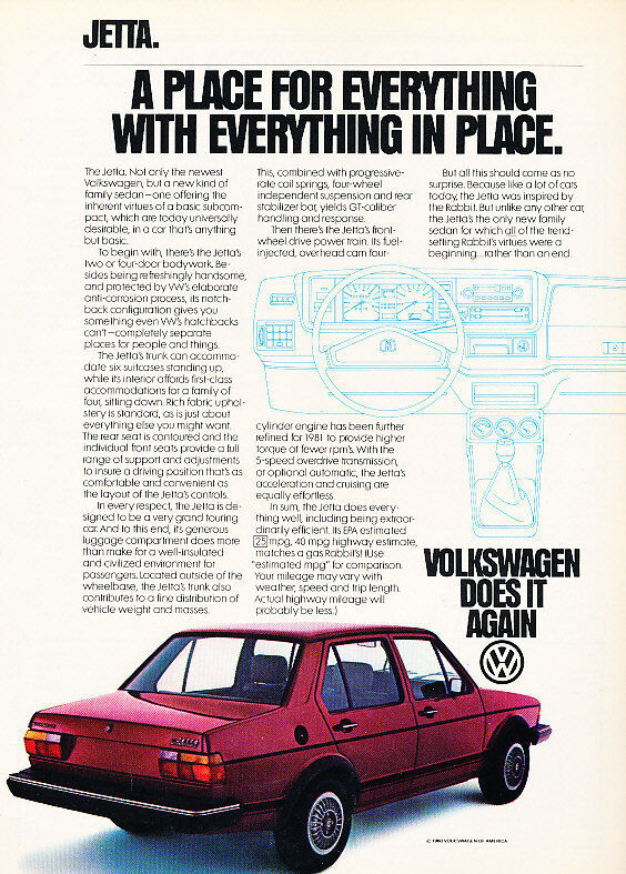 1981 Volkswagen Jetta VW - place - Classic Vintage Advertisement Ad A99