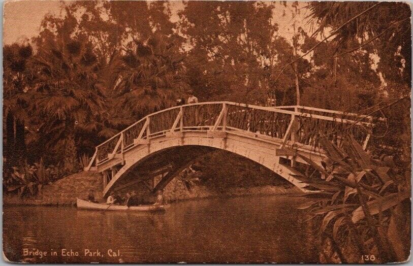 Vintage 1915 LOS ANGELES, California Postcard ECHO PARK Bridge View / Mitchell