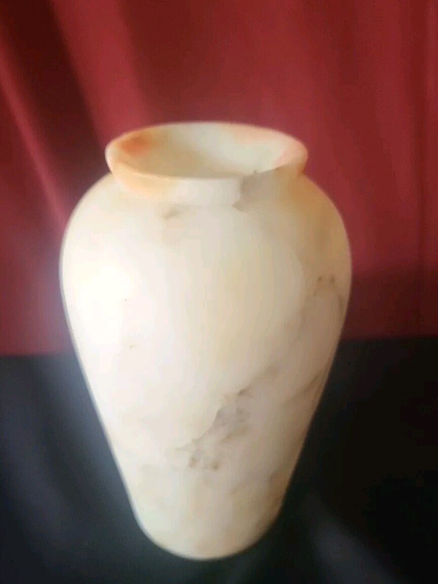 Small Vintage Mini Carved Stone Marble Vase