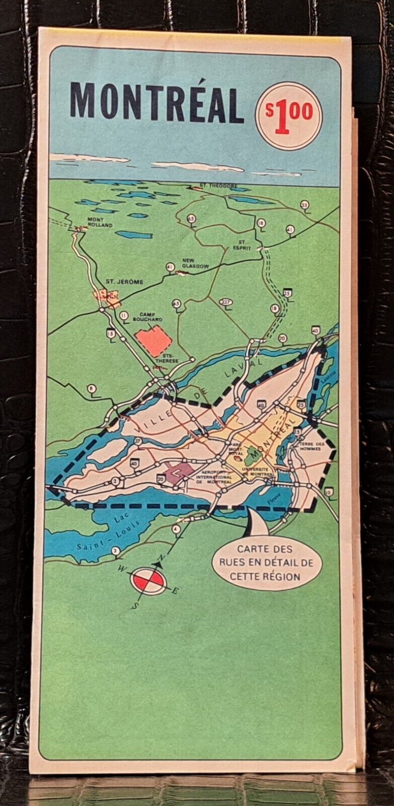 Vintage Street Map of Montreal, Quebec, Canada 1974