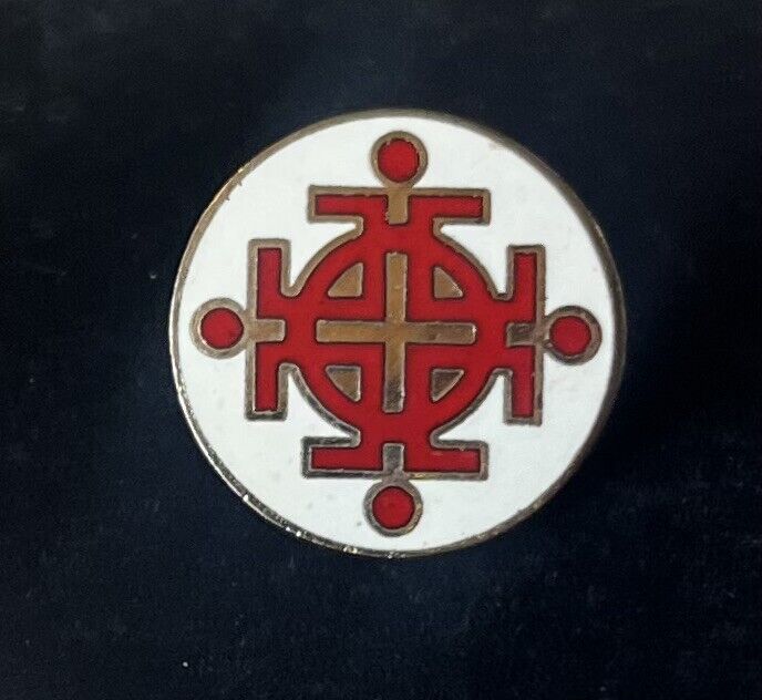 Evangelical Covenant Church Red & White Enamel Tie Tack Lapel Pin