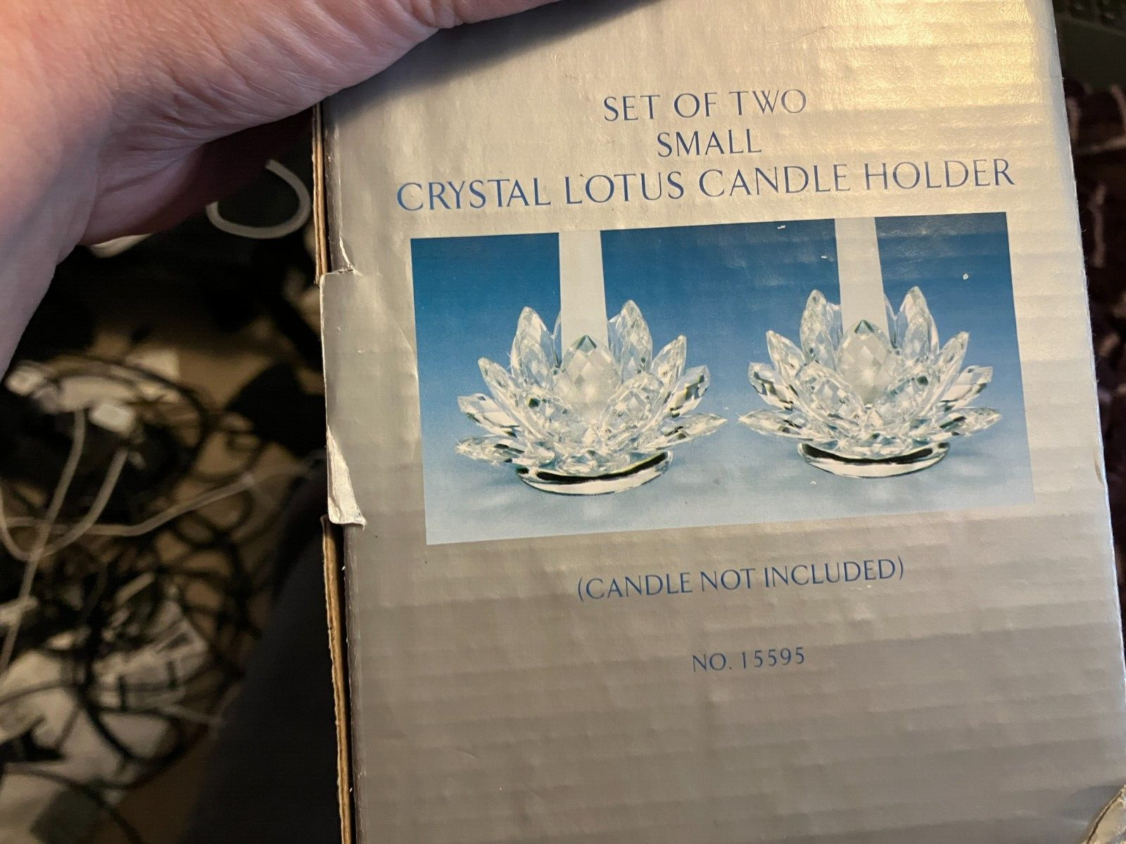 Shannon Crystal Godinger Lotus Flower Candleholders In Box Candlesticks