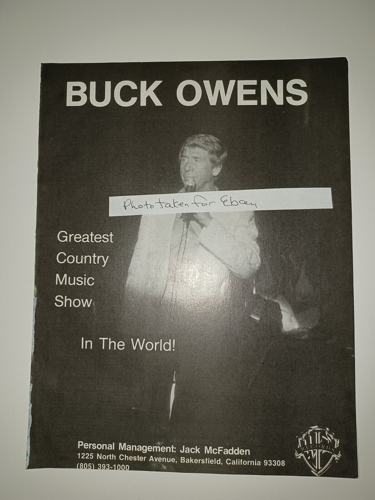 Buck Owens Vintage 1977 8x11 Magazine Booking Ad