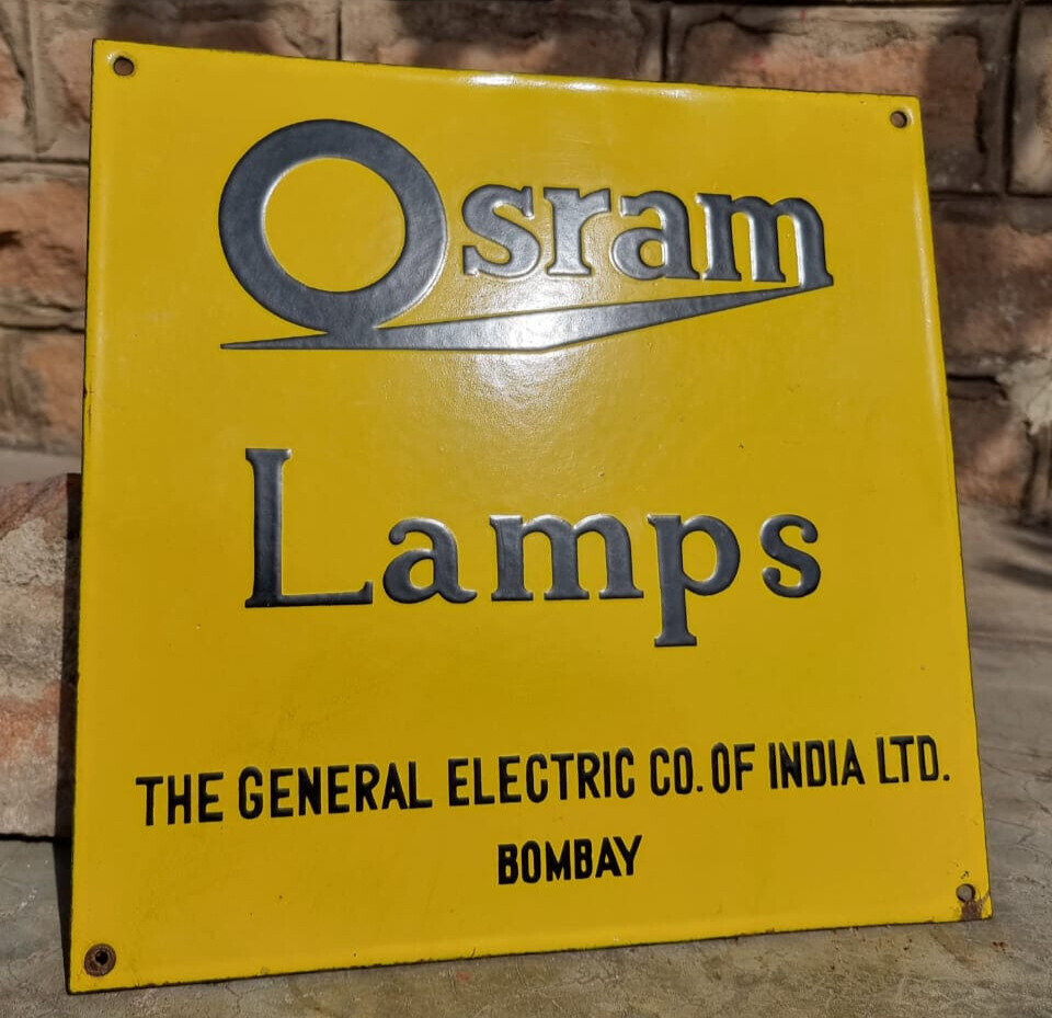 1930\'s Old Antique Vintage Rare Osram Lamps Adv. Porcelain Enamel Sign Board