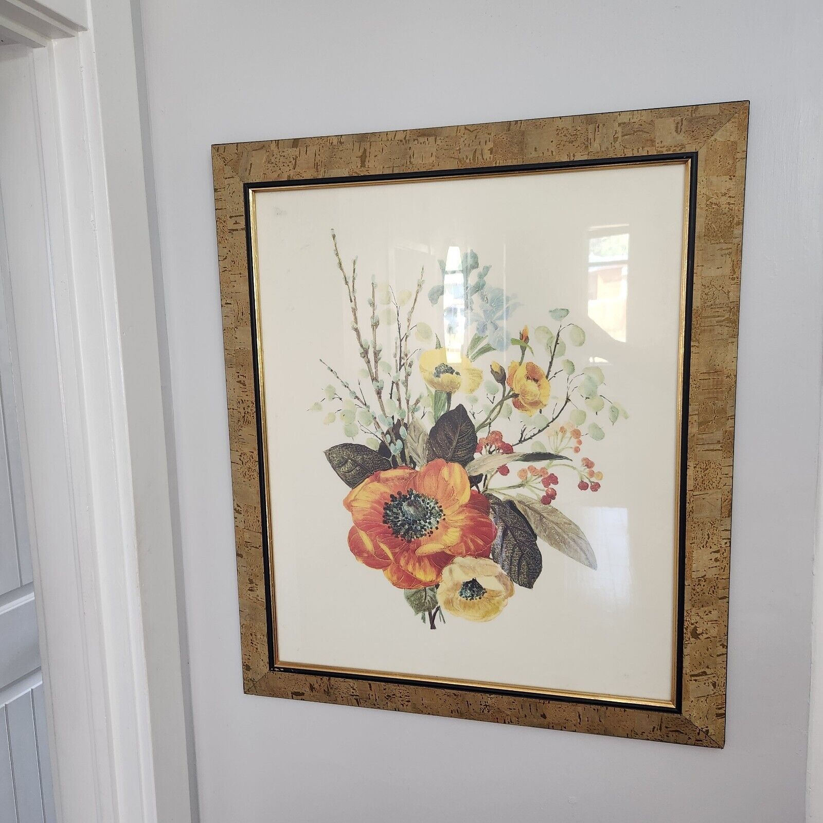 MCM Turner Wall Accessory Art Floral Cork Frame Magnificence 27x31 Mid Century
