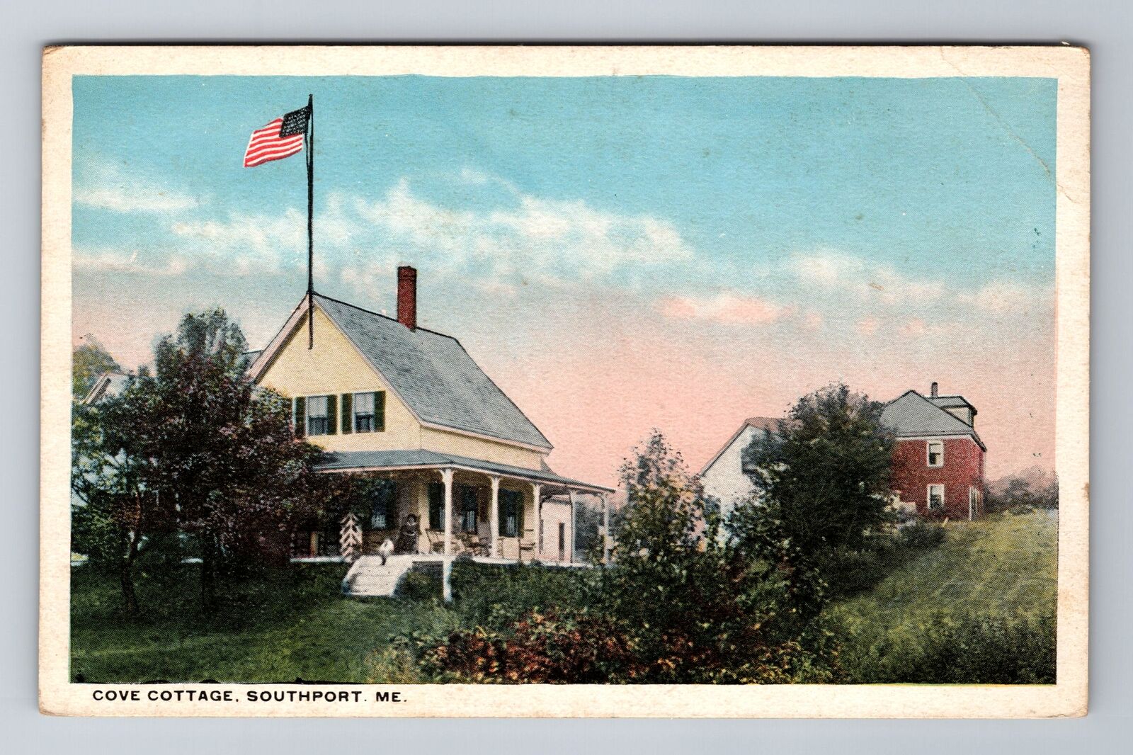 Southport ME-Maine, Cove Cottage, Antique Vintage Souvenir Postcard