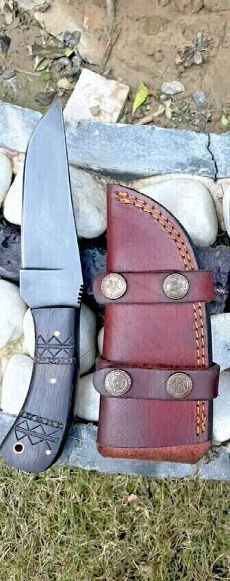 1075 Hunting Knife Carbon Steel Custom handmade and Bushcraft Knife with sheath