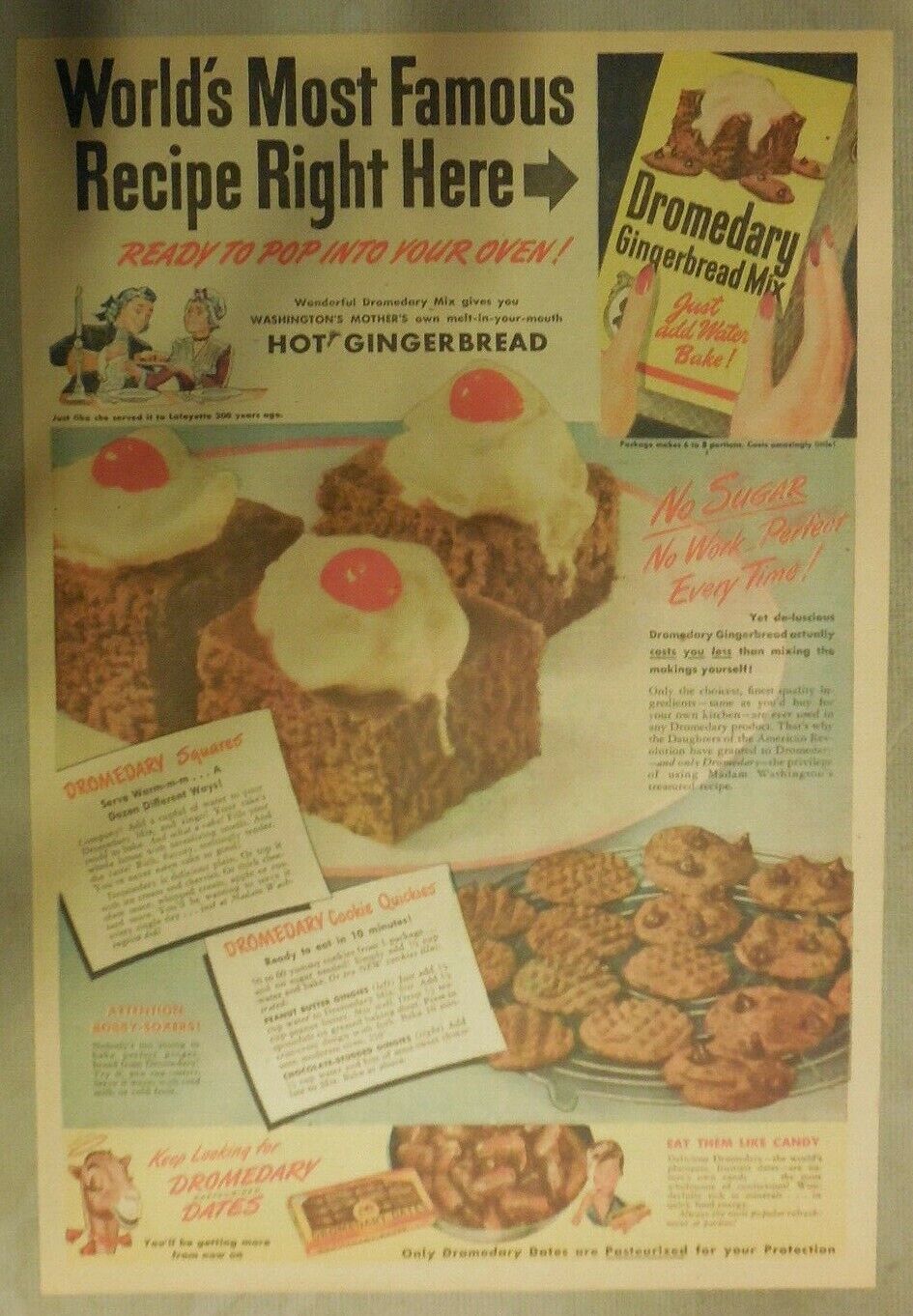 Dromedary Baking Ad: Dromedary Cake Mix  from 1946 Size: 11 x 15 inches