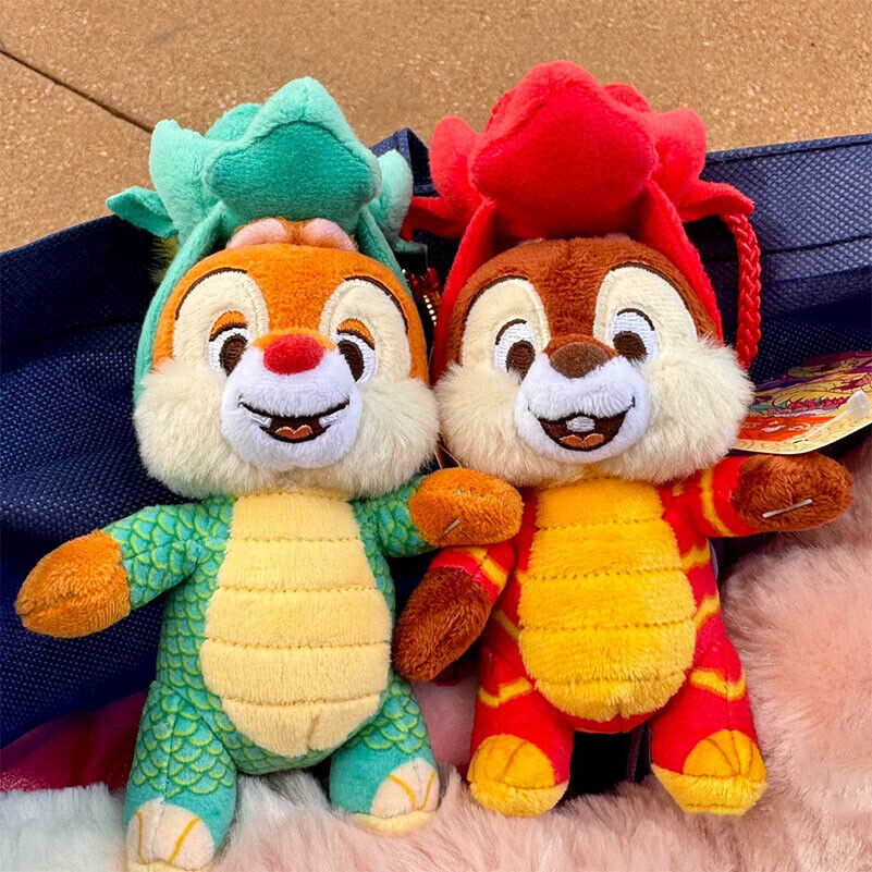 Authentic Hong Kong Disney 2024 Year of the Dragon Chip & Dale Keychains Set