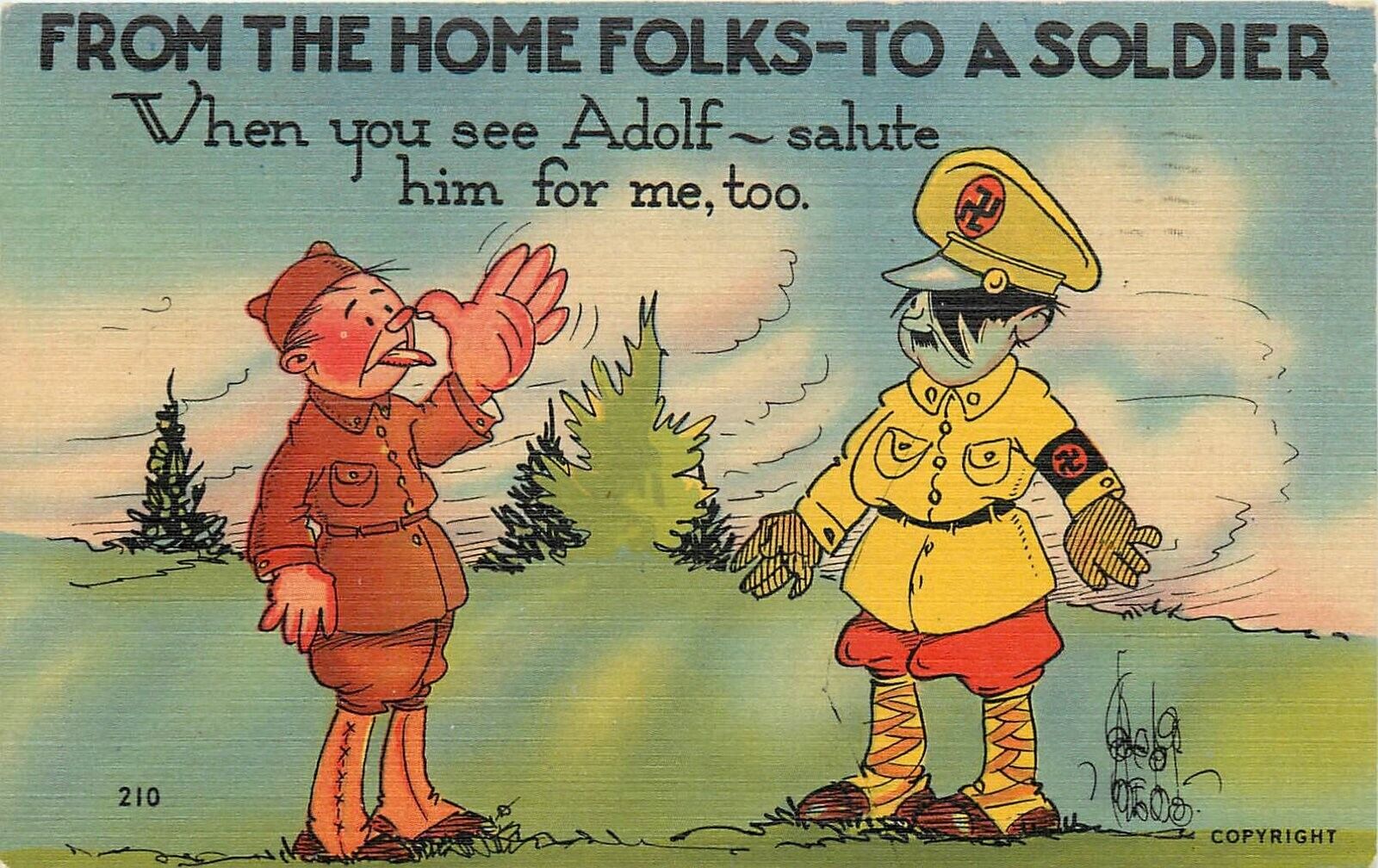 Postcard 1943 Military Raspberry Salute Adolph propaganda Colorpicture TP24-519