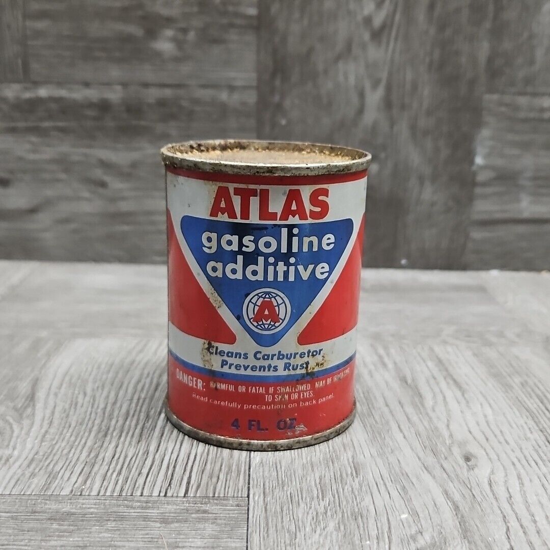 Vintage Atlas Gasoline Additive 4 oz Can FULL