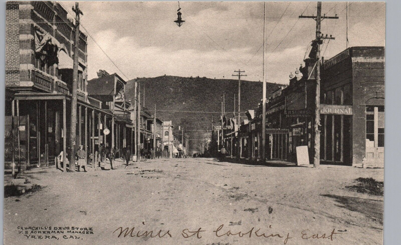 YREKA CALIFORNIA MAIN STREET c1910 original antique postcard ca dirt road horse