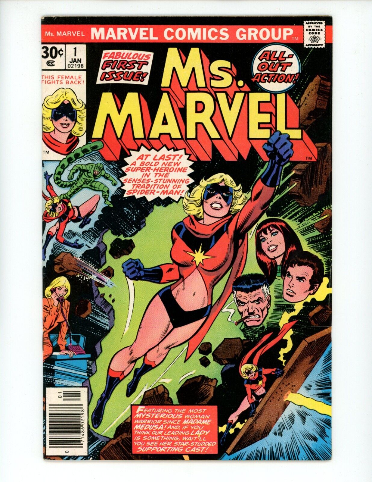 Ms Marvel #1 Comic Book 1977 FN+ 1st App John Romita Marvel Comics