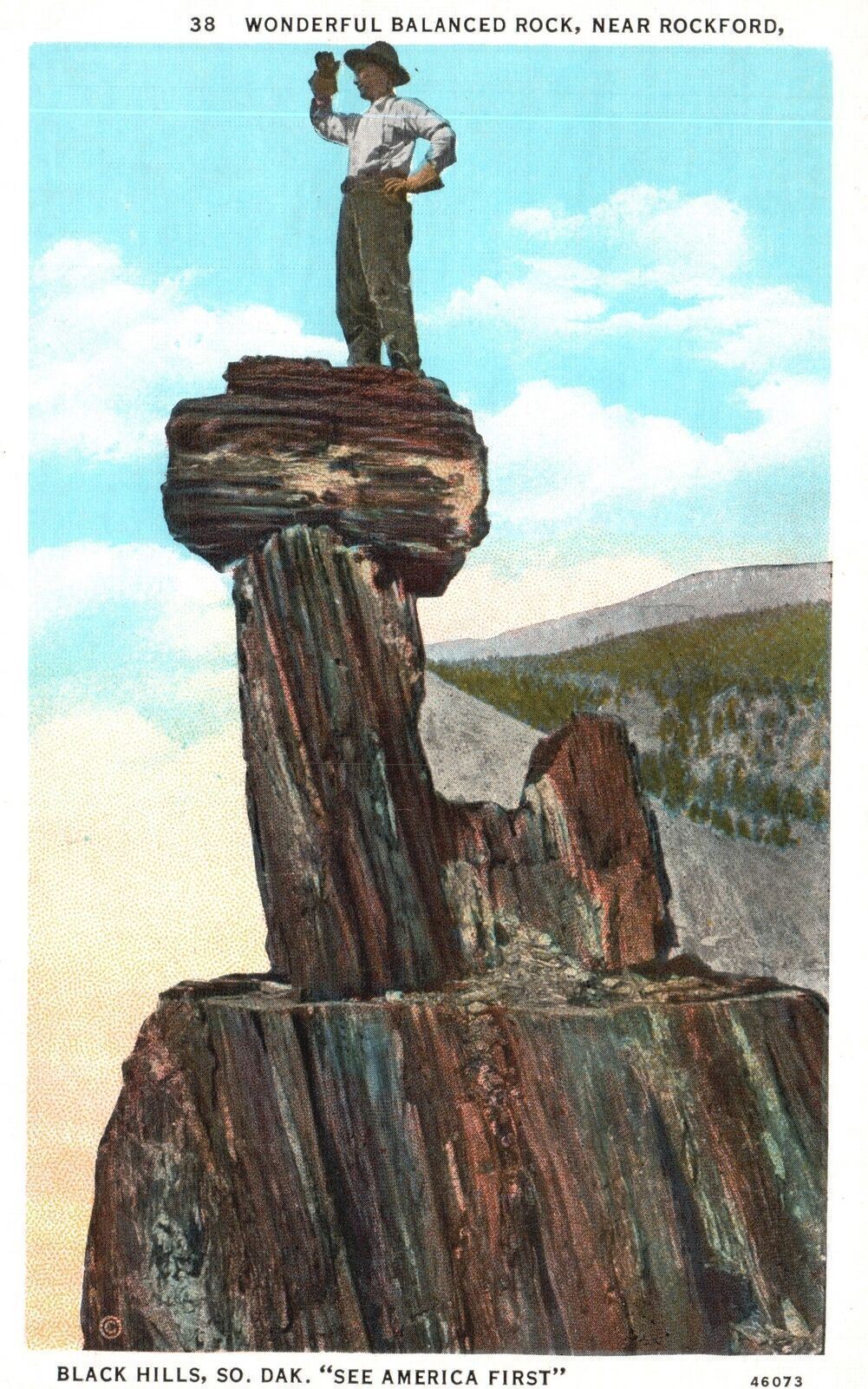 Vintage Postcard Wonderful Balanced Rock near Rockford Black Hills South Dakota