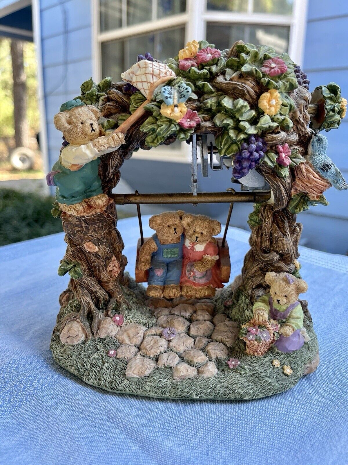 VTG Swinging Teddy Bears Music Box CLASSIC TREASURES Side Wind I Want To Be Free