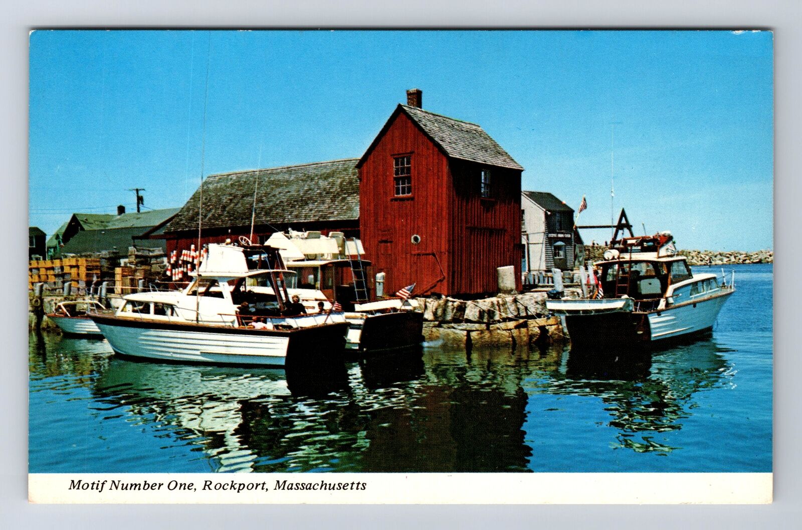 Rockport MA-Massachusetts, Sport Cruisers at Bradley's Wharf, Vintage Postcard