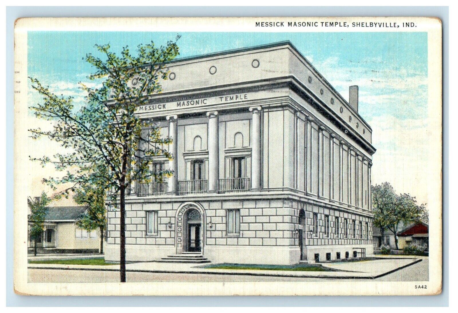 1937 Messick Masonic Temple Shelbyville Indiana IN Posted Vintage Postcard