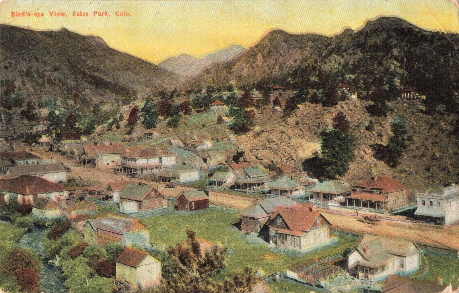 Bird's Eye View Estes Park Colorado CO 1910 Postcard