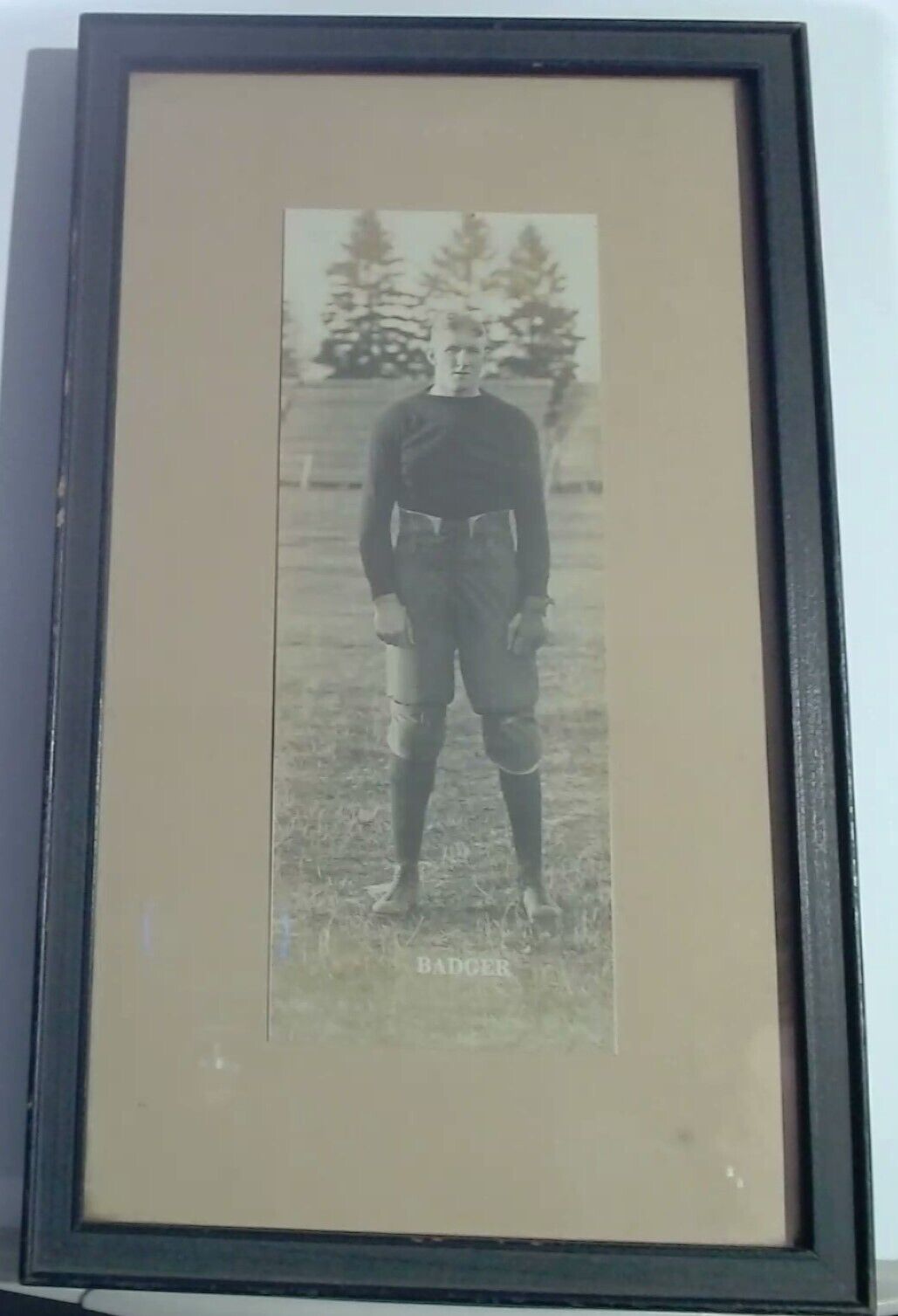 Antique Framed Photo Football Player \