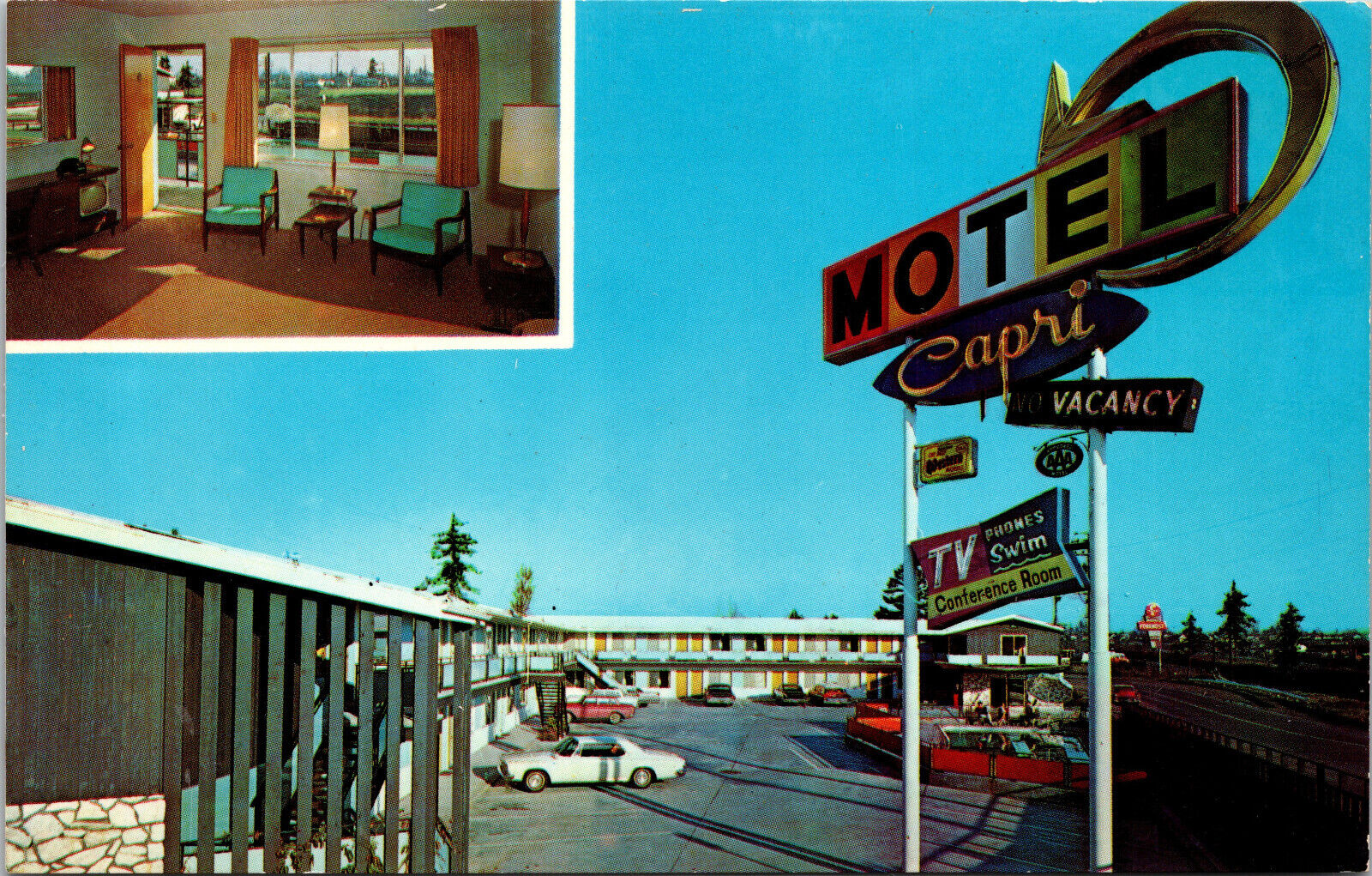 Capri Motel Portland Oregon Vintage Hotel Motel Postcard