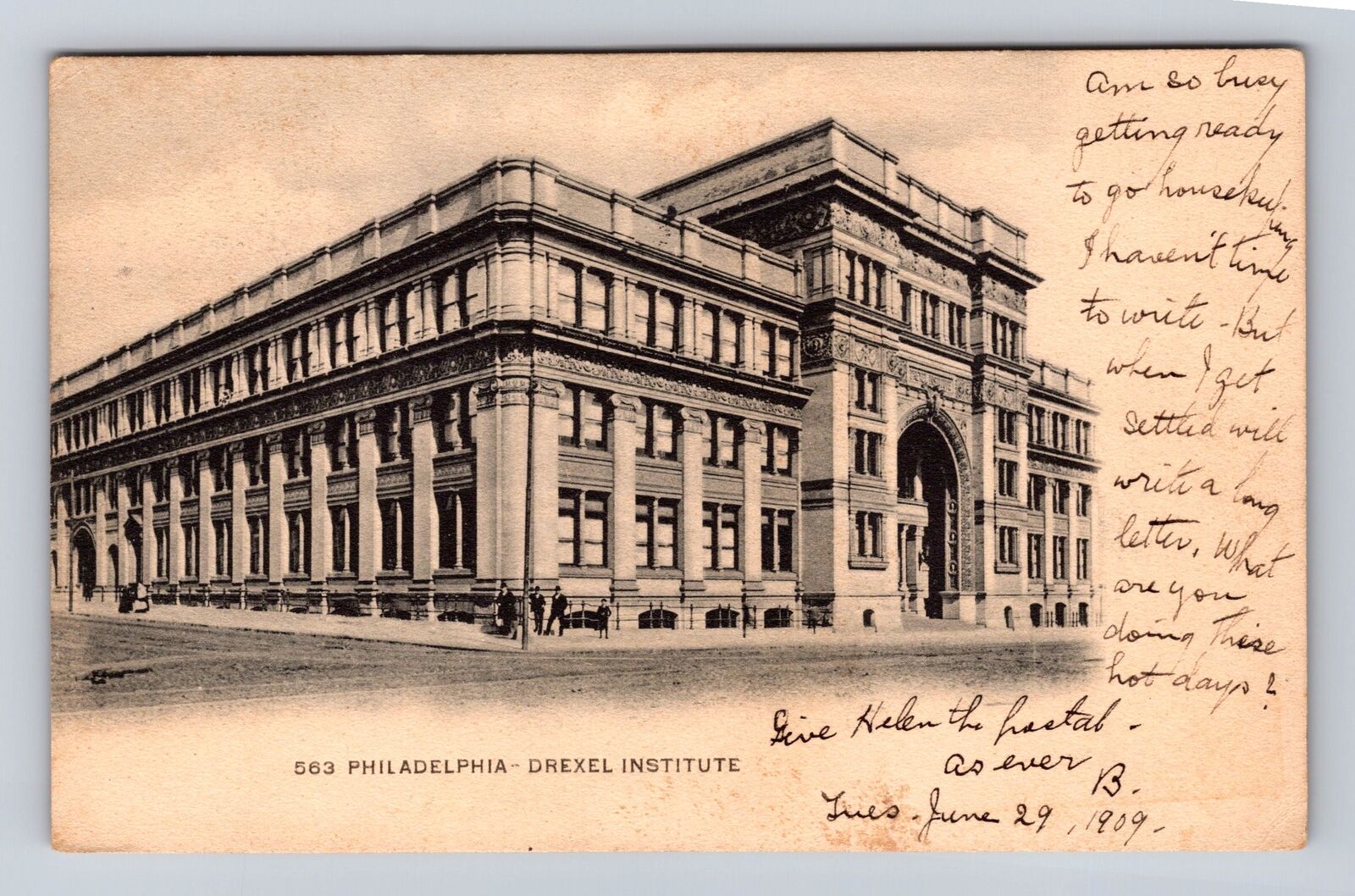Philadelphia PA-Pennsylvania, Drexel Institute, Antique, Vintage c1909 Postcard