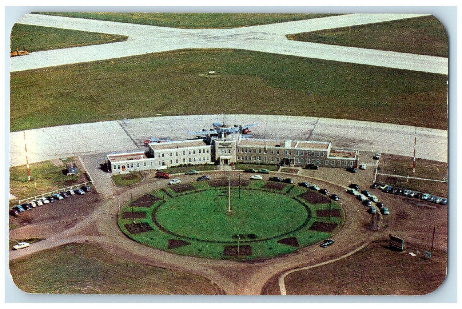 c1950's Aerial View of Admin Buildings at Municipal Airport Canada Postcard