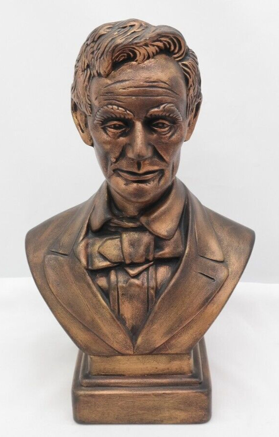 Vintage Abraham Lincoln Copper Colored Ceramic Bust 13”     TF