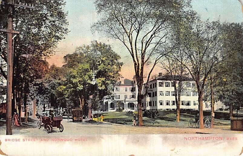 Postcard MA: Bridge St. and Norwood Hotel, Northampton,  Massachusetts, DB 1912