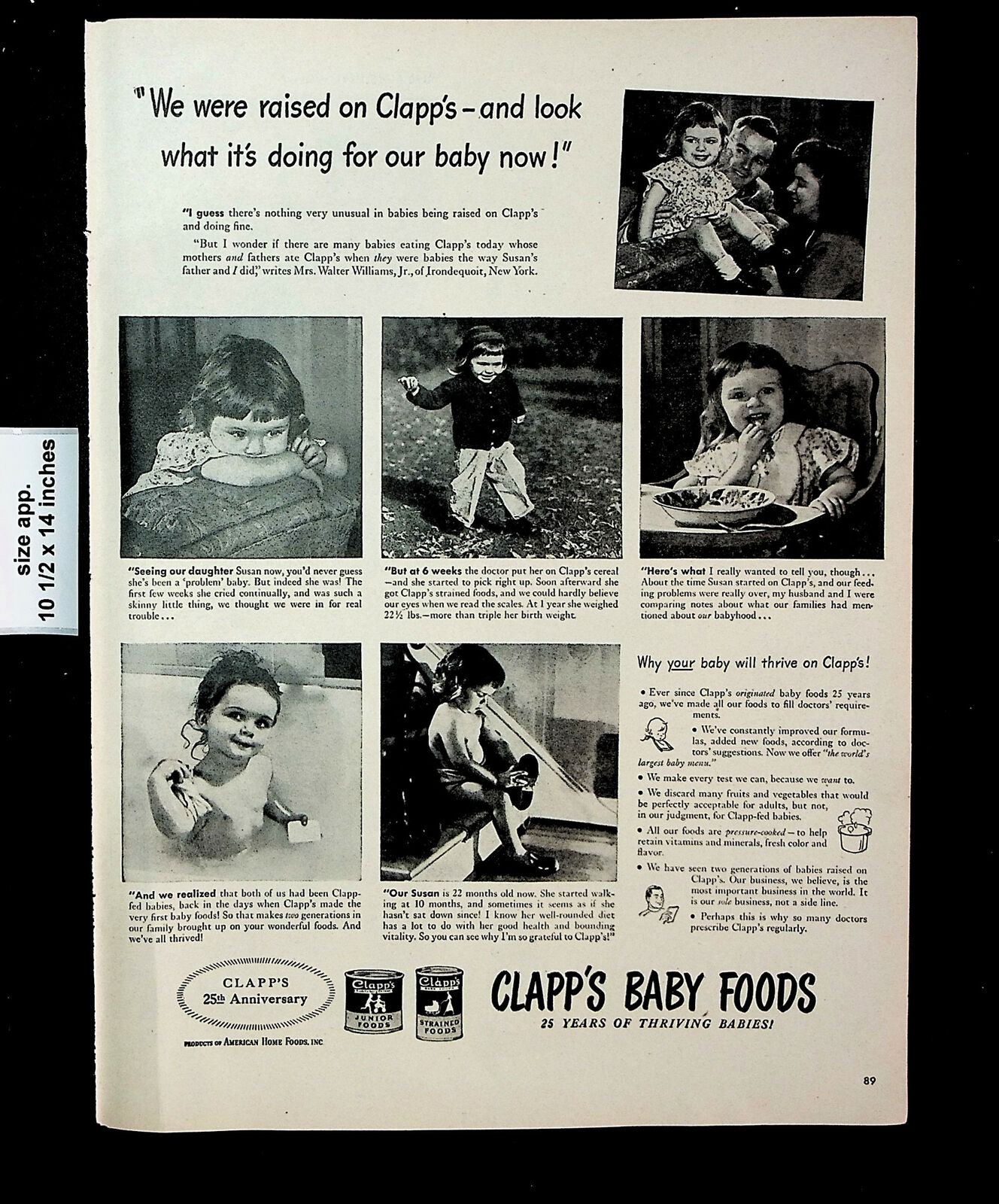 1946 Clapp's Baby Foods Thriving Babies Bathtub Shoes Vintage Print Ad 25555