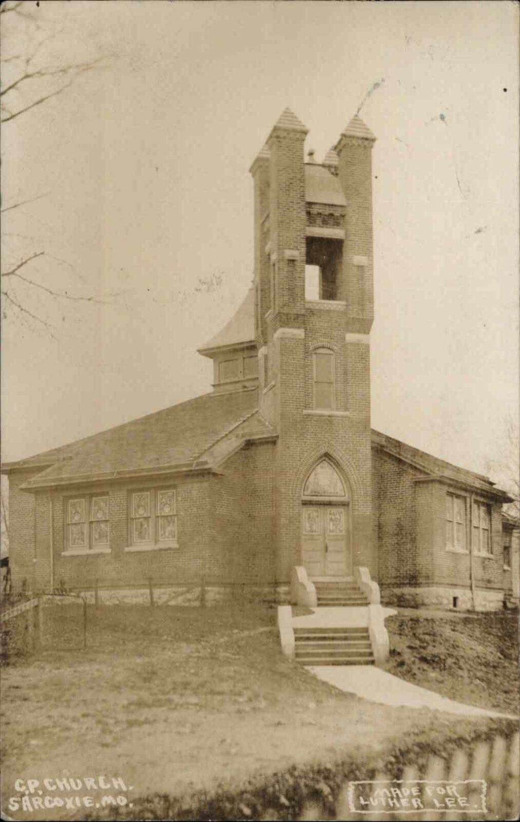 Sarcoxie Missouri MO GP Church 1908 Used Real Photo Postcard