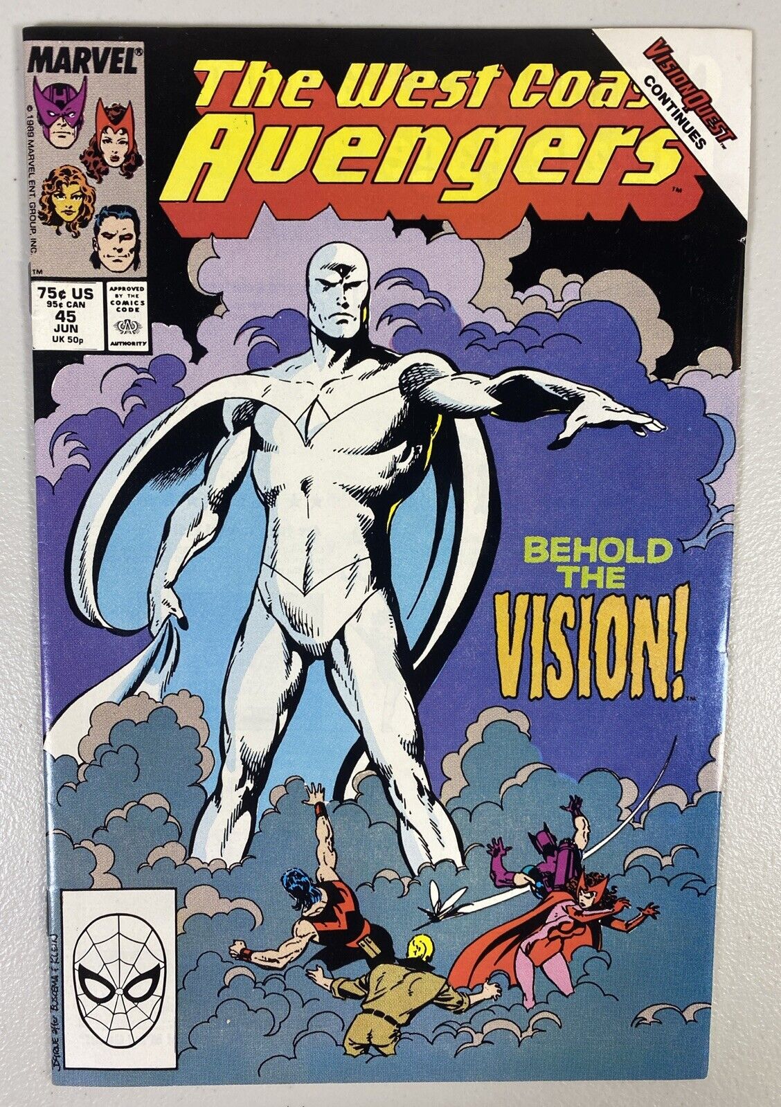 The West Coast Avengers #45 Marvel 1st App of The White Vision 1989 FN-/FN