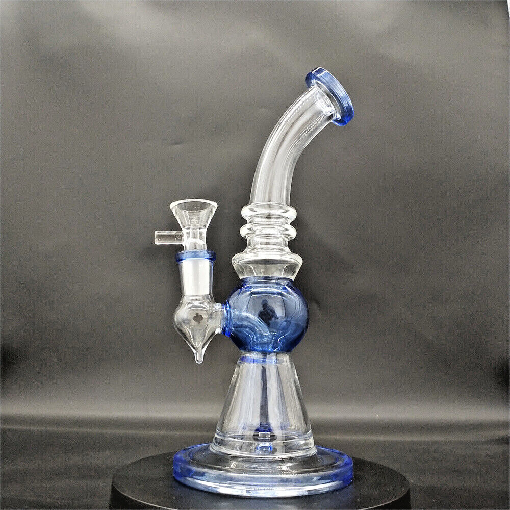 8in Durable Blue Pipes Thick Glass Water Bongs Smoking Hookahs 14mm Bowl
