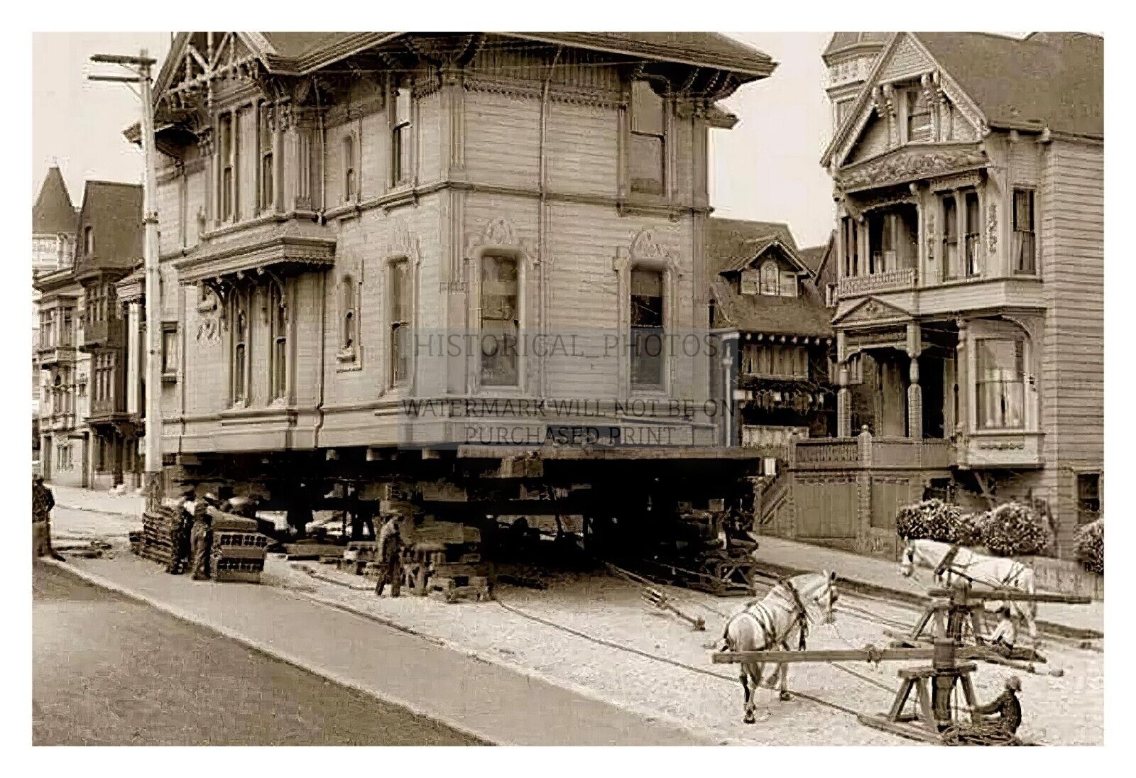 HORSES MOVING HOUSE SAN FRANCISCO CALIFORNIA 1908 4X6 PHOTO