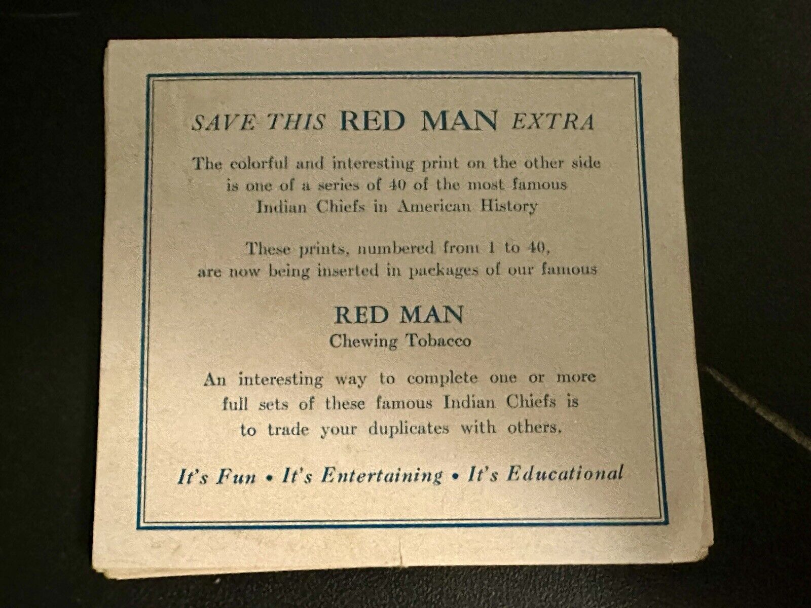 Vtg 1954 Red Man Chewing Tobacco Card Lot Complete Set 40 American Indian Chiefs