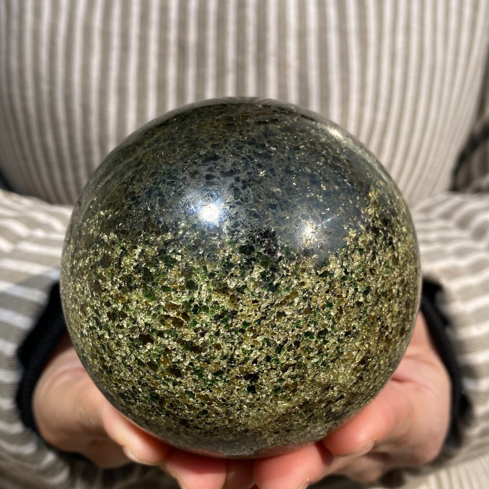 1145g Large Peridot Olivine Green Deep Green Gemstone Sphere Healing Matrix