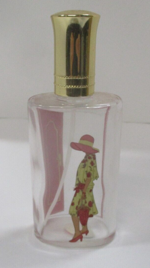 Vintage French Perfume Bottle Lady in Red / White Dress Walking Through Door