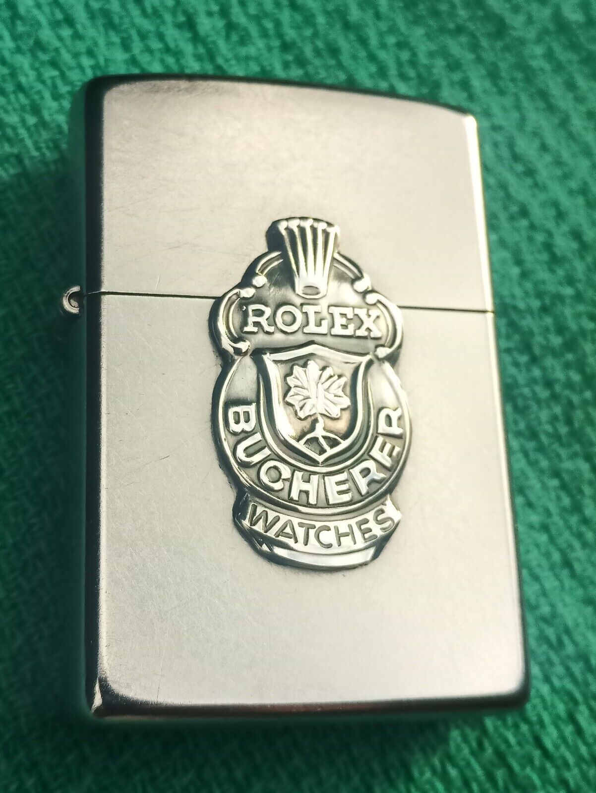 New Vintage Zippo Lighter with Silver Rolex emblem New In Box