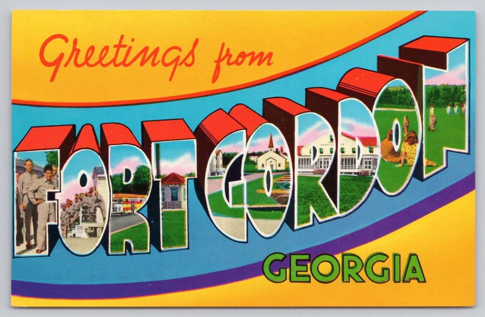 Fort Gordon Georgia, Large Letter Greetings, US Army Base, Vintage Postcard
