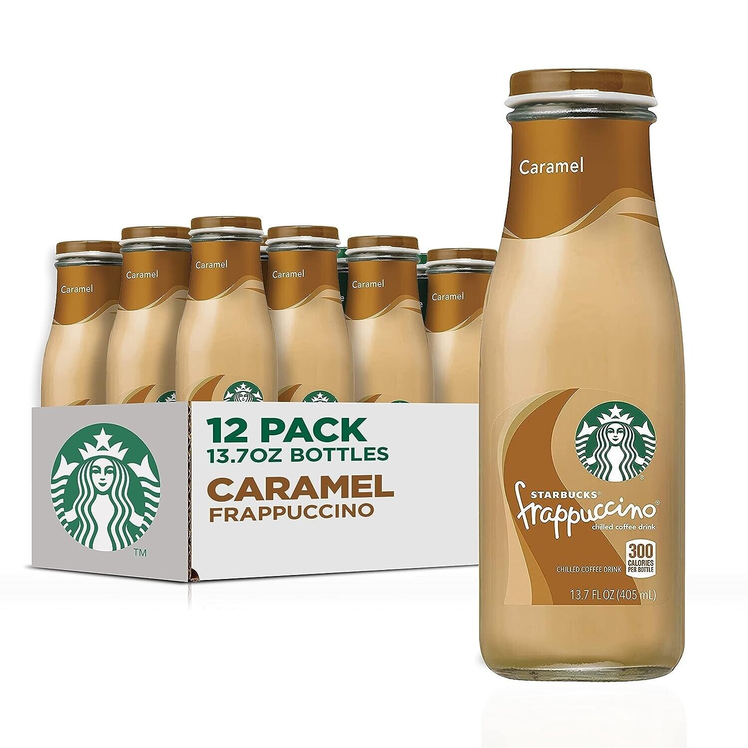 Frappuccino Starbucks Coffee Drink, Caramel, 13.7 fl oz Bottles (12 Pack)/