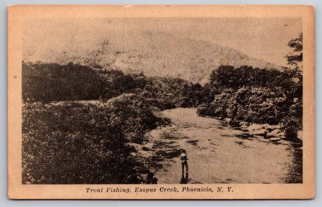 eStampsNet - Trout Fishing Esopus Creek Phoenicia NY Postcard 