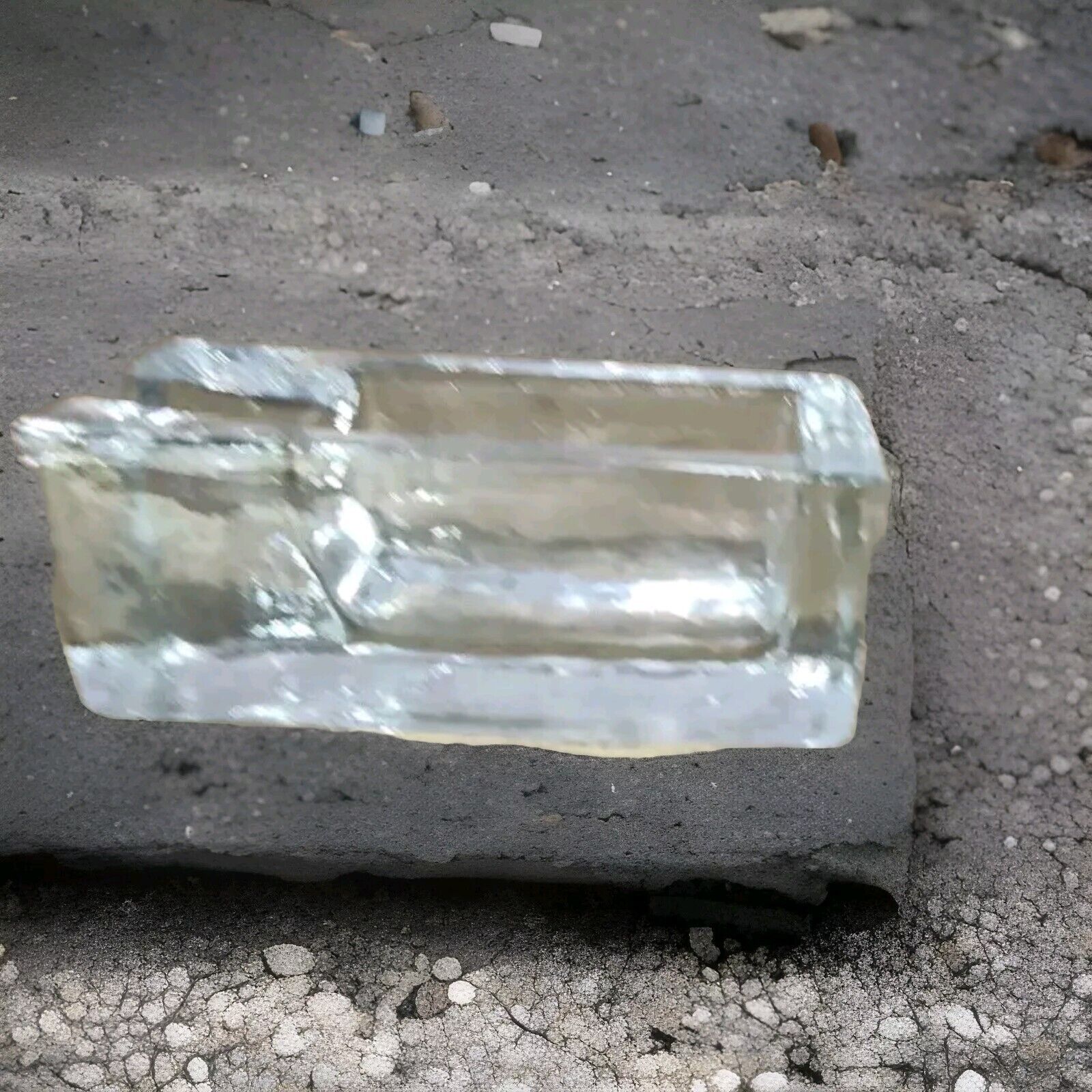 Vintage Clear Glass Ice Block Ashtray 