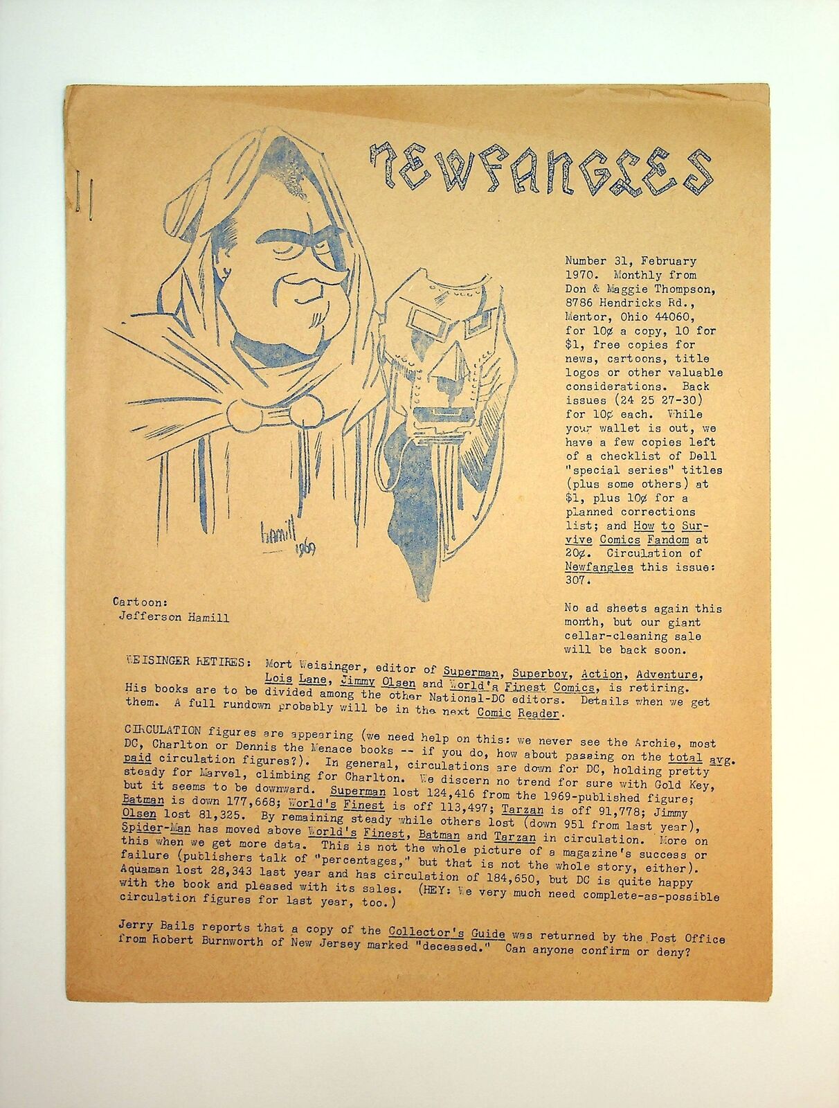 Newfangles Fanzine #31 VG 1970